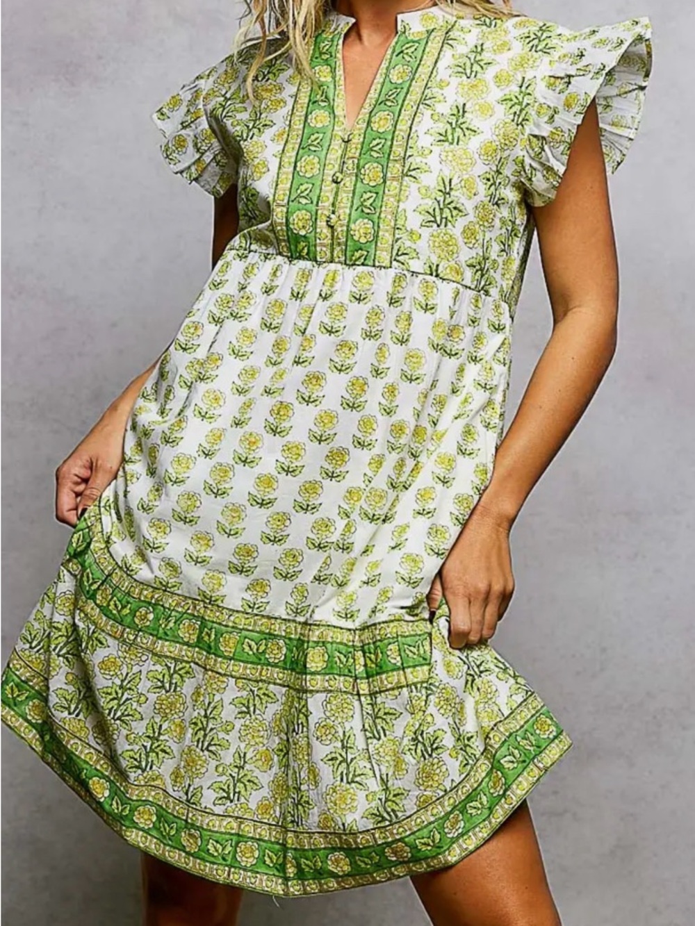 NEW Summer 26 drop 5/11 POL : “The Millie”Green and White Floral Mini Dress